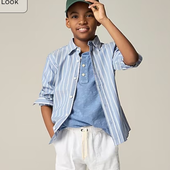 J crew creek blue Kids' short-sleeve garment-dyed henley - Picture 3 of 4